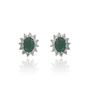 Matisse Silver with Green Crystal Stone Earrings 23994