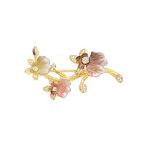 Matisse Yellow Gold Three Flowers Brooch 26015
