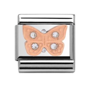 Charmlinks Butterfly Stone Silver Rose Gold Charm 29512RS