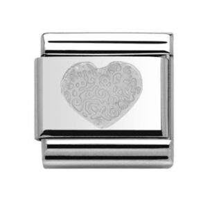 Charmlinks Detailed Heart Silver Charm 29517SS