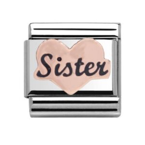 Charmlinks Sister Silver Rose Gold Charm 29521RS