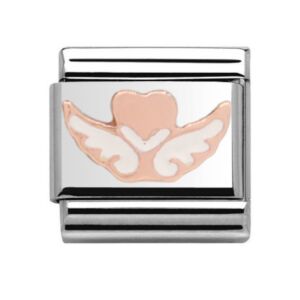 Charmlinks Heart with Wings Silver Rose Gold Charm 29523RS