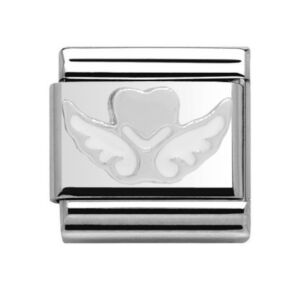 Charmlinks Hearts with Wings Silver Charm 29523SS