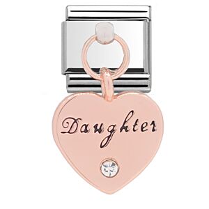 Charmlinks Daughter Silver Rose Gold Hanging Charm 29526RS