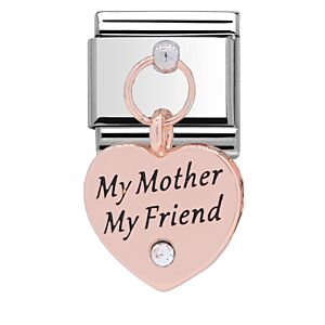 My Mother My Friend Silver Rose Gold Hanging Charm 29527RS