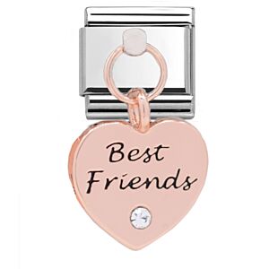 Charmlinks Best Friend Silver Rose Gold Hanging Charm 29528RS