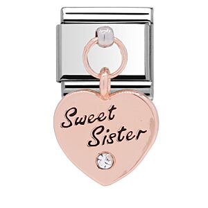 Charmlinks Sweet Sister Silver Rose Gold Charm 29529RS