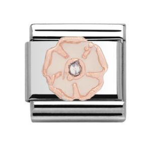Charmlinks Flower Silver Rose Gold Charm 29537RS