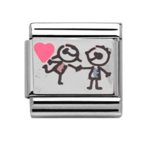 Charmlinks Boy Girl Heart Silver Charm 29566SS