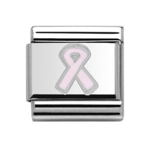 Charmlinks Silver Cancer Research Pink Ribbon Charm 29116SS