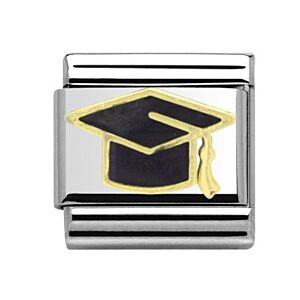 Charmlinks Graduation Hat Silver Rose Gold Charm 29110GS