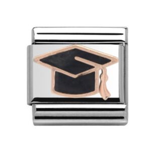 Charmlinks Graduation Hat Silver Rose Gold Charm 29110RS