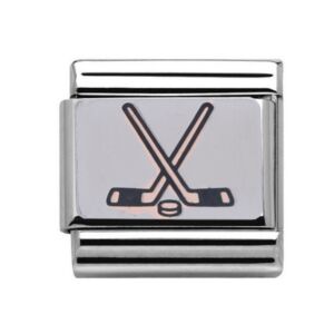Charmlinks Hockey Silver Rose Gold Charm 29591RS