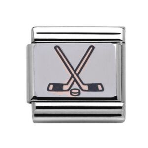 Charmlinks Hockey Silver Rose Gold Charm 29112RS