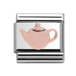 Charmlinks Tea Pot Silver Rose Gold Charm 29138RS