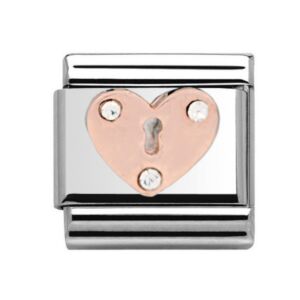 Charmlinks Lock Heart Silver Rose Gold Charm 29142RS