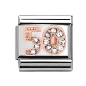 Charmlinks 50 Silver Rose Gold Charm 29159RS