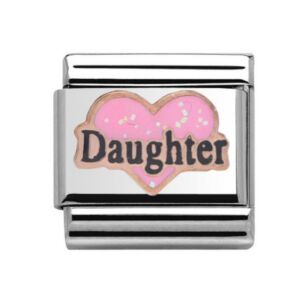 Charmlinks Daughter Heart Silver Rose Gold Charm 29161RS
