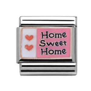 Charmlinks Home Sweet Home Heart Silver Rose Gold Charm 29163RS