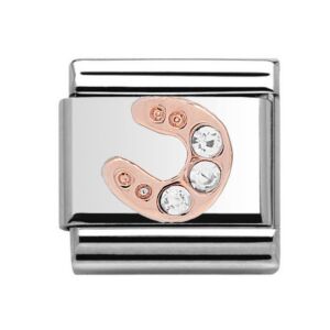 Charmlinks Horse Shoe Silver Rose Gold Charm 29166RS