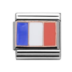 Charmlinks France Flag Silver Rose Gold Charm 29168RS