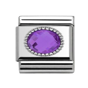 Silver Studded Amethyst Charm 29169AM