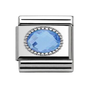 Silver Studded Aquamarine Charm 29169AQ