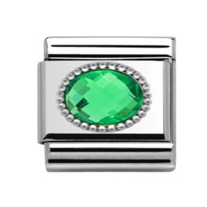 Silver Studded Emerald Charm 29169EM