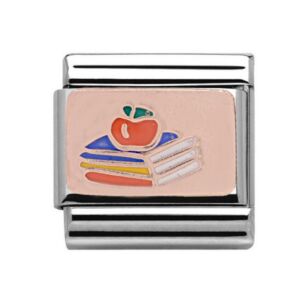 Charmlinks Books Silver Rose Gold Charm 29176RS