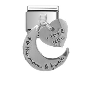 Heart and moon Charm Silver 29207SS