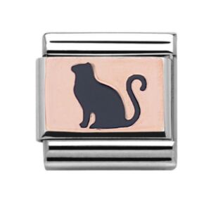 Charmlinks Cat Rose Gold on Silver Charm 29222RS
