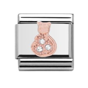 Charmlinks Cat CZ Rose Gold on Silver Charm 29223RS