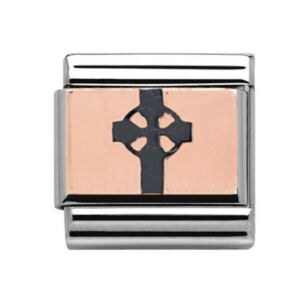 Charmlinks Celtic Cross Rose Gold on Silver Charm 29224RS