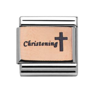 Charmlinks Christening Rose Gold on Silver Charm 29226RS
