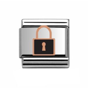 Rose Gold on Silver Lock Charm 29257rs