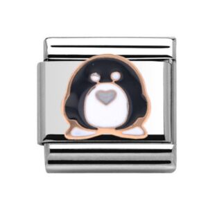 Penguin Rose Gold on Silver Charm 29274rs