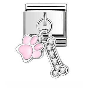 Silver Paw & Bone Drop Charm 29442SS