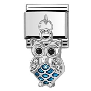 Silver Owl Drop Charm 29443SS