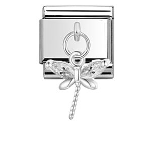 Silver Dragon Fly Drop Charm 29444SS
