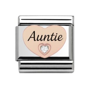 Rose Gold Auntie Heart Charm 29450RS