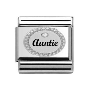 Silver Auntie CZ Charm 29454SS