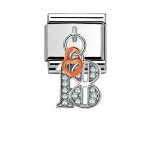 18 & Heart Rose Gold Drop Charm 29467RS