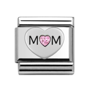 Silver Mom Heart Charm 29474SS