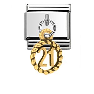 Gold Braided 21 Drop Charm 29476GS