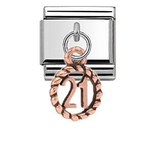 Rose Gold 21 Braided Drop Charm 29476RS