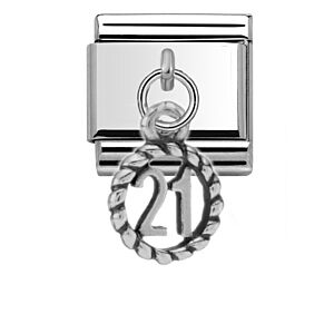 Silver 21 Braided Drop Charm 29476SS