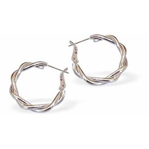 Silver Coloured Hoop Earrings, Rhodium Plated E879