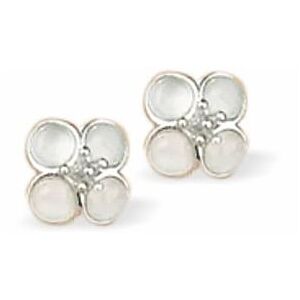 Silver Coloured Daisy Stud Earrings, Rhodium Plated E881