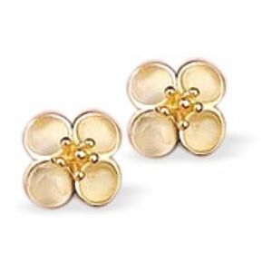 Golden Coloured Daisy Stud Earrings, Rhodium Plated E882