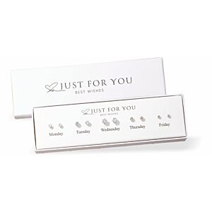 Selection of 5 different Stud Earrings in Crystal and Metal, Rhodium Plated E895